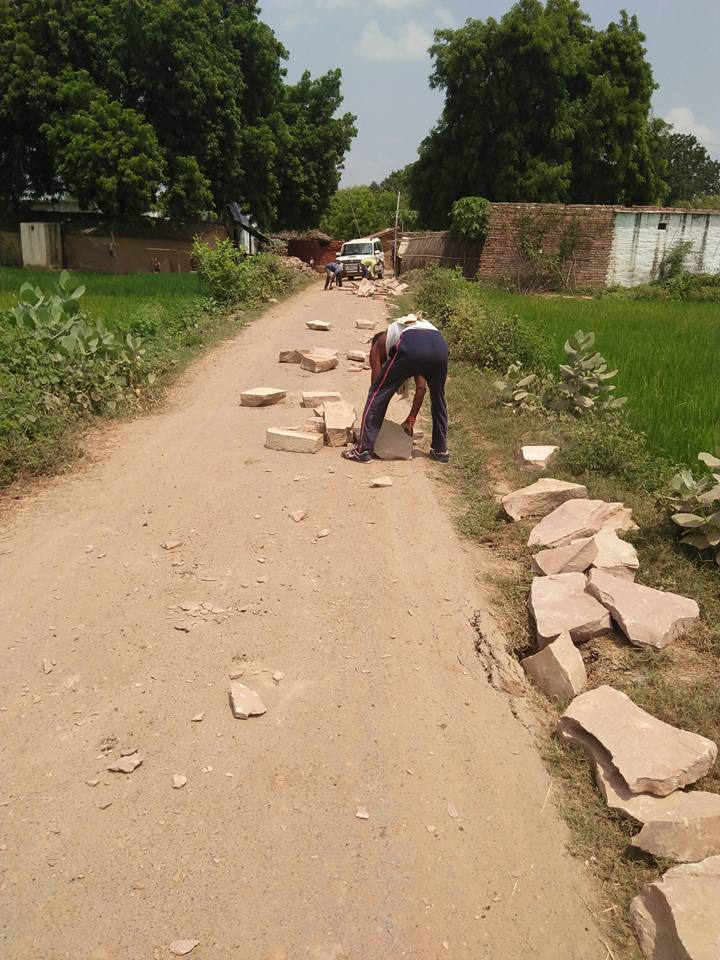 stone lying on road